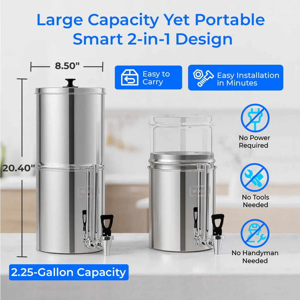 Waterdrop 2.25-gallon King Tank Gravity Water Filter System, Without Stand - Image 8